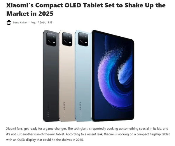 Foreign media say Xiaomi’s compact OLED tablet will shake up the market in 2025