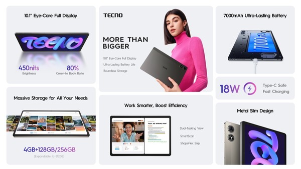Transsion's new tablet is available for pre-order overseas, equipped with a 10.1-inch screen and weighs only 447 grams