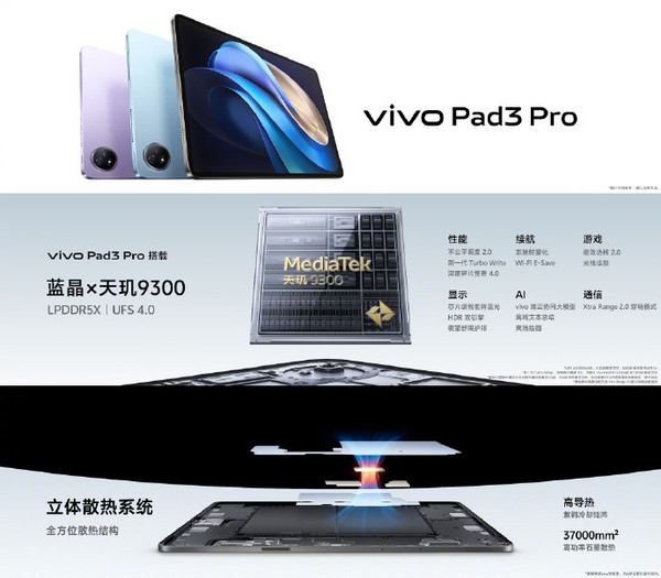 Starting from 2999 yuan! vivo Pad3 Pro officially releases its first Dimensity 9300 tablet