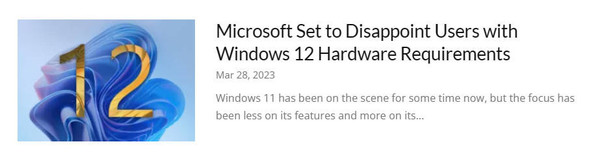 Foreign media say Microsoft Windows 12 disappoints users because of excessive hardware requirements